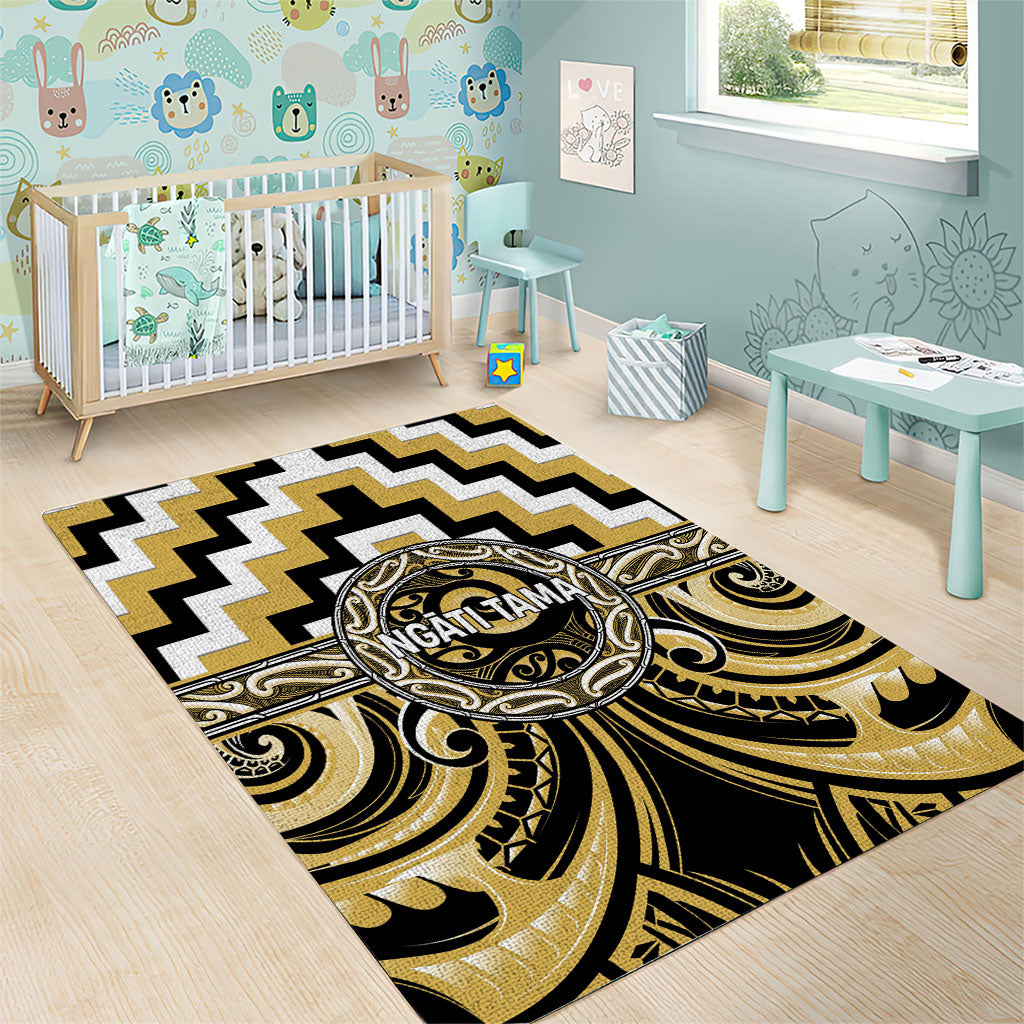 Aotearoa Ngati Tama Area Rug Maori Iwi Poutama Puhoro Tattoo LT14 - Polynesian Pride