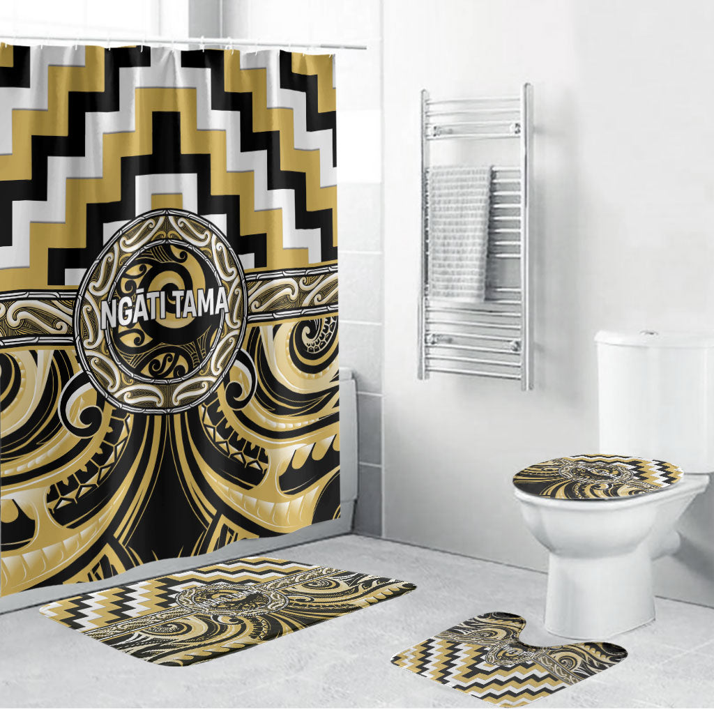 Aotearoa Ngati Tama Bathroom Set Maori Iwi Poutama Puhoro Tattoo LT14 Bathroom Set (4 pcs) Yellow - Polynesian Pride