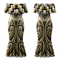 Aotearoa Ngati Tama Personalised Couples Matching Mermaid Dress and Hawaiian Shirt Maori Iwi Poutama Puhoro Tattoo LT14 - Polynesian Pride