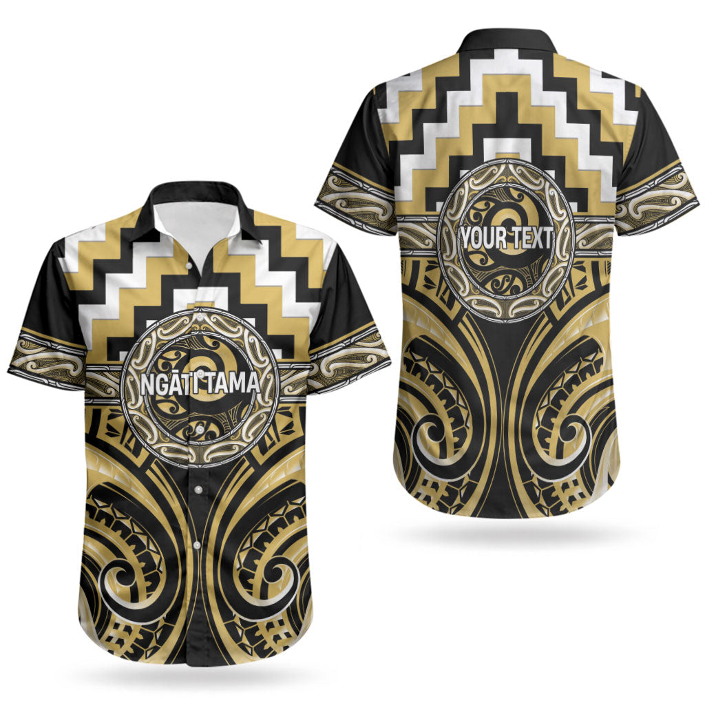 Aotearoa Ngati Tama Personalised Couples Matching Off The Shoulder Long Sleeve Dress and Hawaiian Shirt Maori Iwi Poutama Puhoro Tattoo LT14 - Polynesian Pride