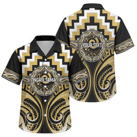 Aotearoa Ngati Tama Personalised Family Matching Long Sleeve Bodycon Dress and Hawaiian Shirt Maori Iwi Poutama Puhoro Tattoo LT14 Son's Shirt Yellow - Polynesian Pride