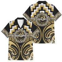 Aotearoa Ngati Tama Personalised Family Matching Off Shoulder Short Dress and Hawaiian Shirt Maori Iwi Poutama Puhoro Tattoo LT14 Dad's Shirt - Short Sleeve Yellow - Polynesian Pride