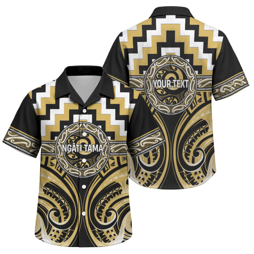 Aotearoa Ngati Tama Personalised Family Matching Short Sleeve Bodycon Dress and Hawaiian Shirt Maori Iwi Poutama Puhoro Tattoo LT14 Son's Shirt Yellow - Polynesian Pride