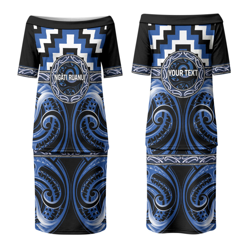 Aotearoa Ngati Ruanui Personalised Couples Matching Puletasi and Hawaiian Shirt Maori Iwi Poutama Puhoro Tattoo LT14 - Polynesian Pride