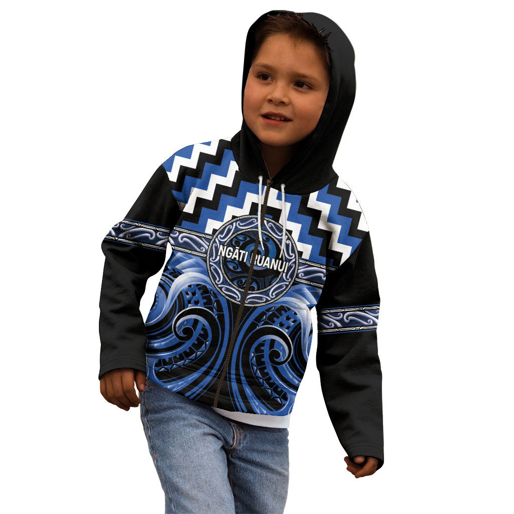 Aotearoa Ngati Ruanui Personalised Kid Hoodie Maori Iwi Poutama Puhoro Tattoo LT14 - Polynesian Pride