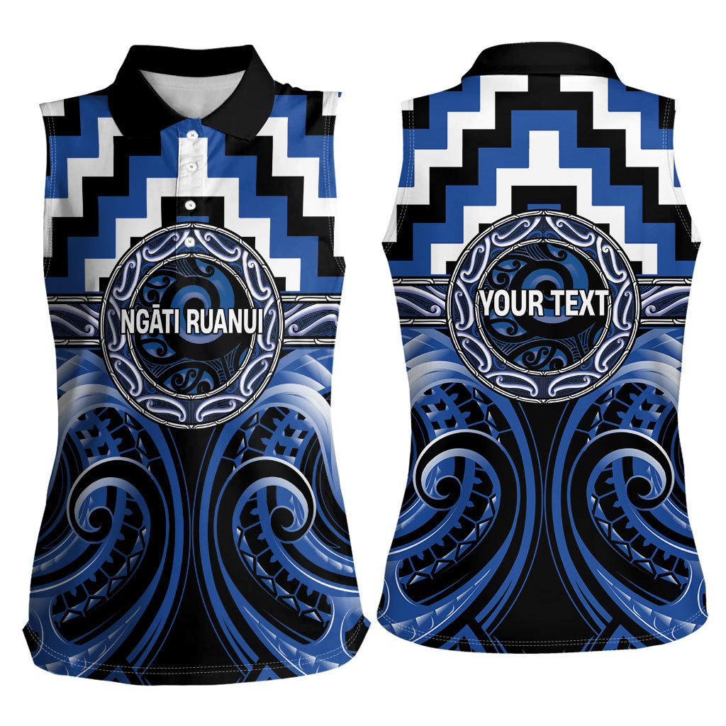 Aotearoa Ngati Ruanui Personalised Women Sleeveless Polo Shirt Maori Iwi Poutama Puhoro Tattoo LT14 - Polynesian Pride