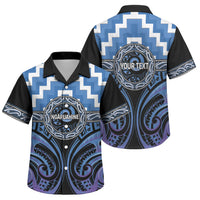 Aotearoa Ngaruahine Personalised Family Matching Short Sleeve Bodycon Dress and Hawaiian Shirt Maori Iwi Poutama Puhoro Tattoo LT14 Son's Shirt Blue - Polynesian Pride