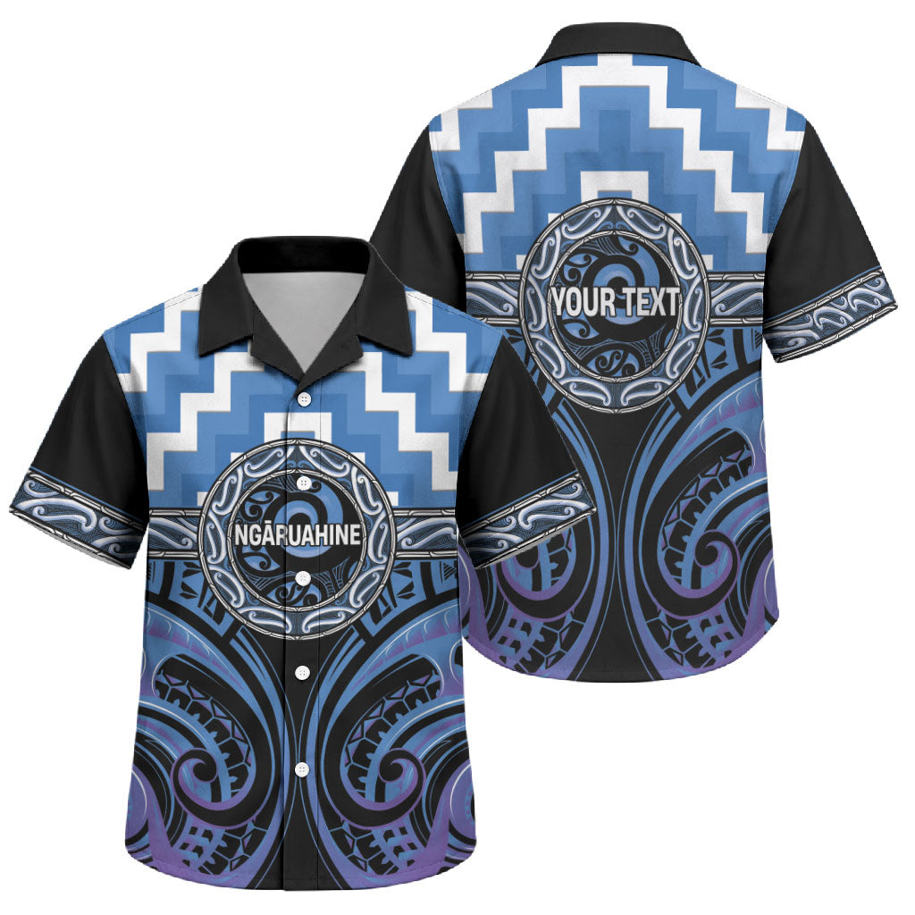 Aotearoa Ngaruahine Personalised Family Matching Tank Maxi Dress and Hawaiian Shirt Maori Iwi Poutama Puhoro Tattoo LT14 Son's Shirt Blue - Polynesian Pride