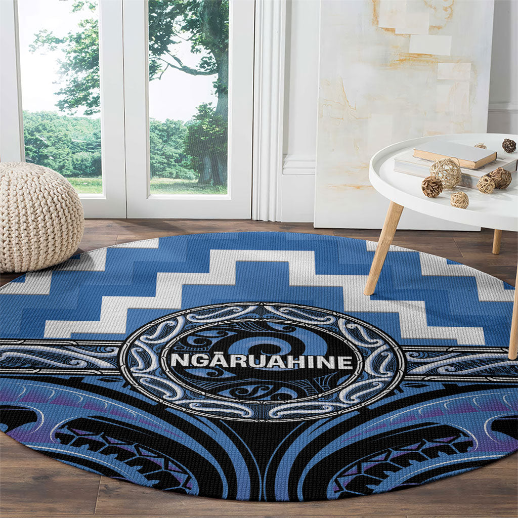 Aotearoa Ngaruahine Round Carpet Maori Iwi Poutama Puhoro Tattoo LT14 - Polynesian Pride