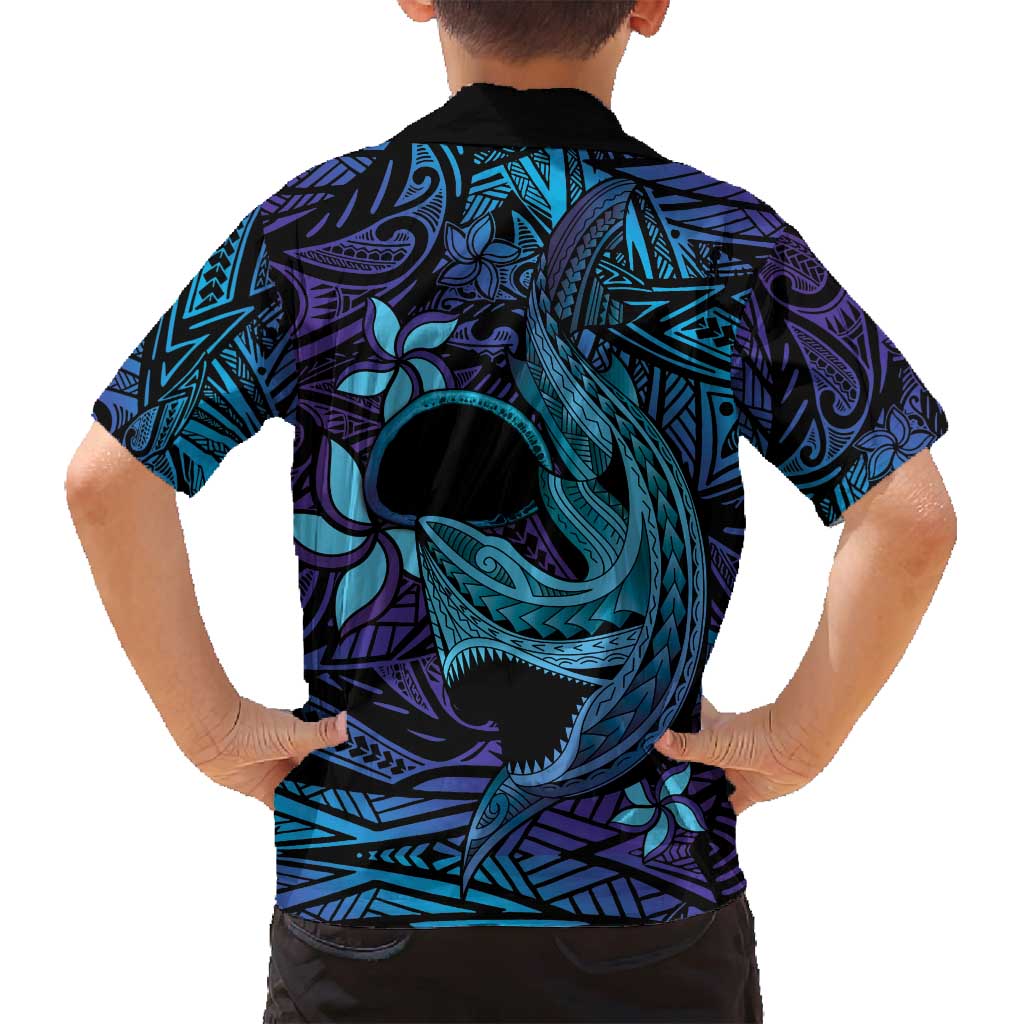Nukuoro Atoll Family Matching Long Sleeve Bodycon Dress and Hawaiian Shirt Polynesian Shark Tattoo Purple Gradient Vibes