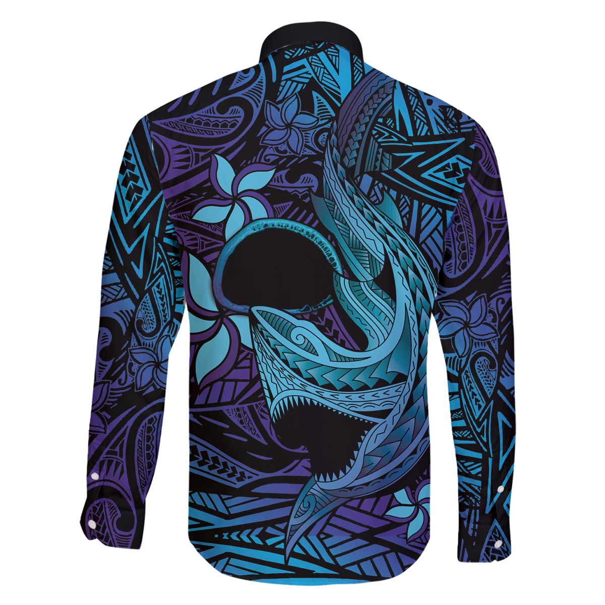 Nukuoro Atoll Family Matching Puletasi and Hawaiian Shirt Polynesian Shark Tattoo Purple Gradient Vibes LT14 - Polynesian Pride