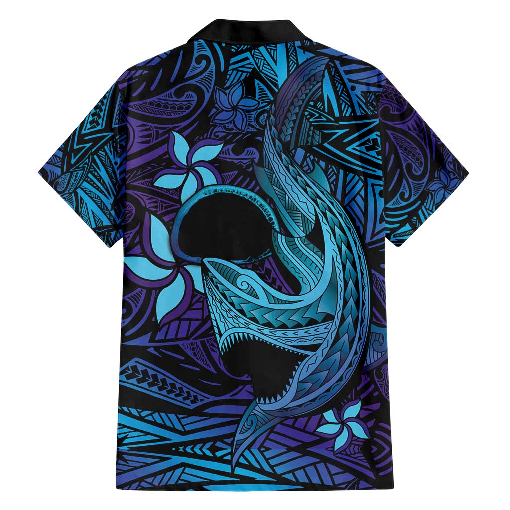 Nukuoro Atoll Family Matching Short Sleeve Bodycon Dress and Hawaiian Shirt Polynesian Shark Tattoo Purple Gradient Vibes LT14 - Polynesian Pride