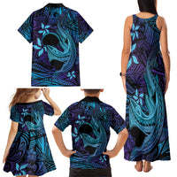Nukuoro Atoll Family Matching Tank Maxi Dress and Hawaiian Shirt Polynesian Shark Tattoo Purple Gradient Vibes