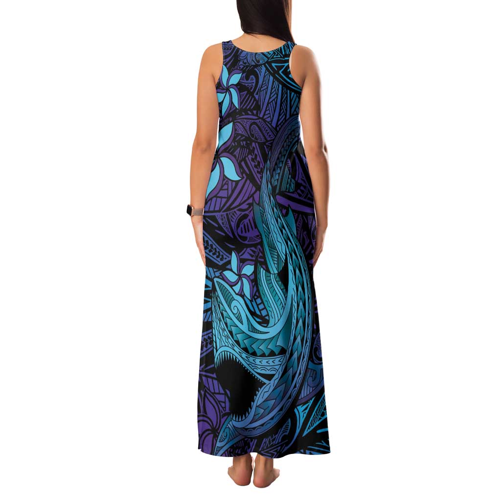 Nukuoro Atoll Family Matching Tank Maxi Dress and Hawaiian Shirt Polynesian Shark Tattoo Purple Gradient Vibes