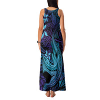 Nukuoro Atoll Family Matching Tank Maxi Dress and Hawaiian Shirt Polynesian Shark Tattoo Purple Gradient Vibes