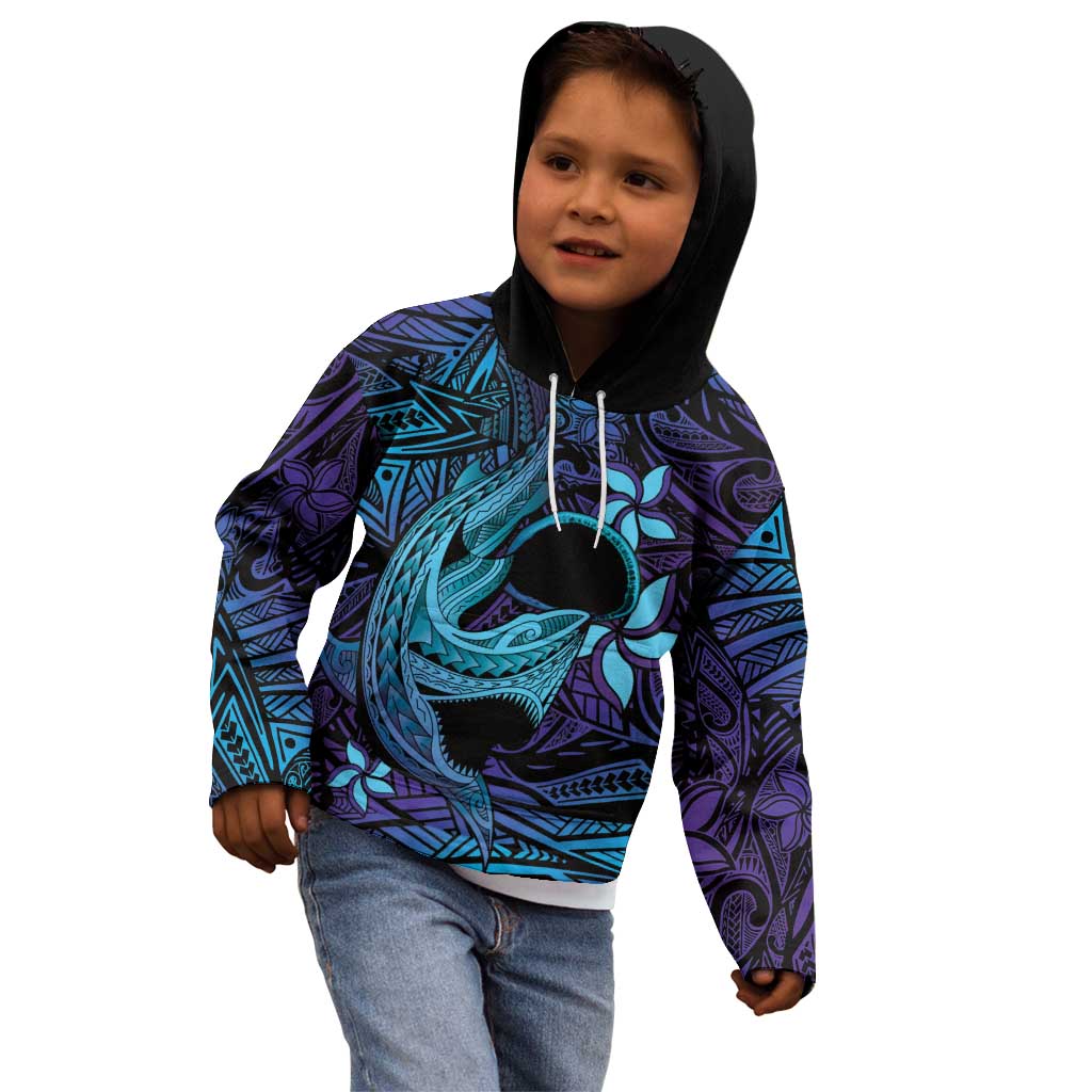 Nukuoro Atoll Kid Hoodie Polynesian Shark Tattoo Purple Gradient Vibes