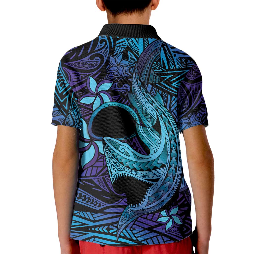Nukuoro Atoll Kid Polo Shirt Polynesian Shark Tattoo Purple Gradient Vibes