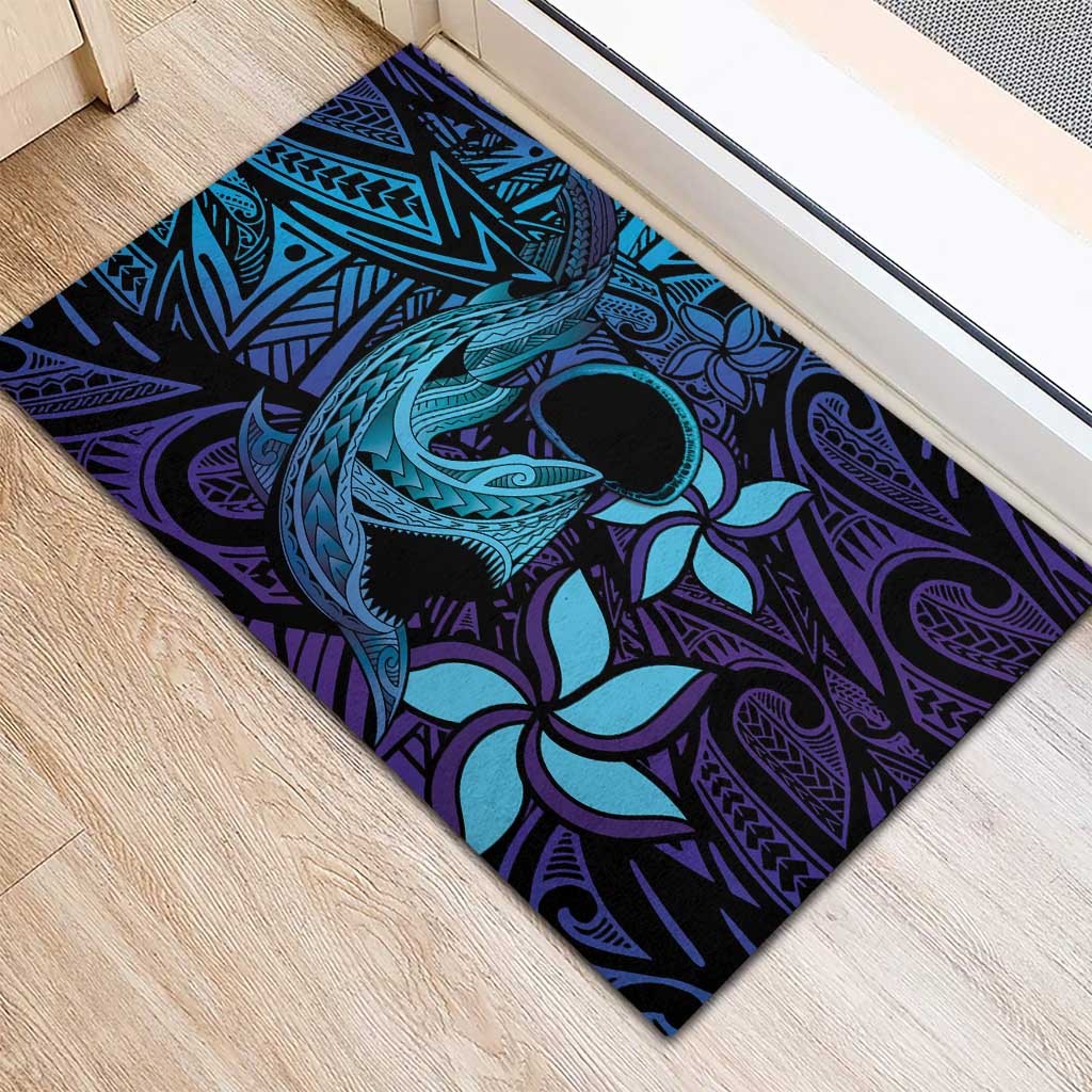Nukuoro Atoll Rubber Doormat Polynesian Shark Tattoo Purple Gradient Vibes