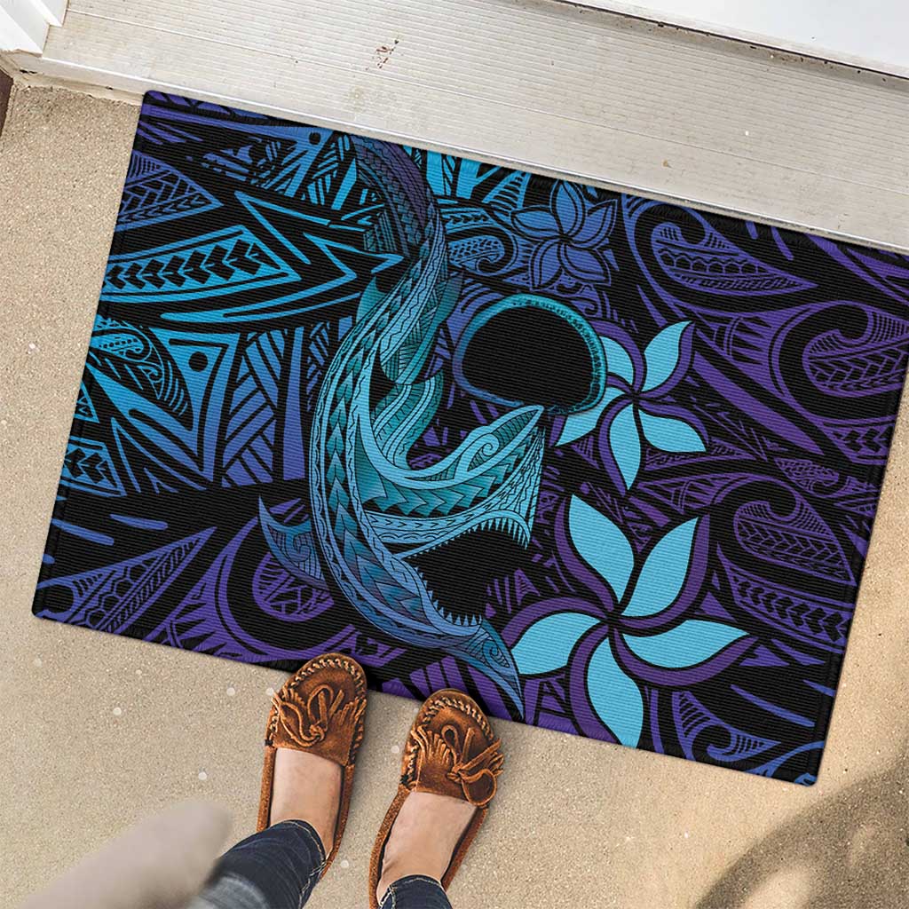 Nukuoro Atoll Rubber Doormat Polynesian Shark Tattoo Purple Gradient Vibes