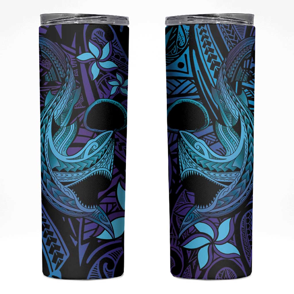 Nukuoro Atoll Skinny Tumbler Polynesian Shark Tattoo Purple Gradient Vibes