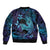 Nukuoro Atoll Sleeve Zip Bomber Jacket Polynesian Shark Tattoo Purple Gradient Vibes