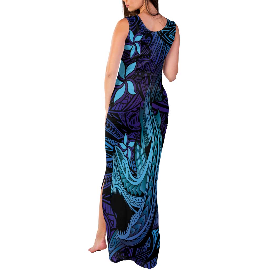 Nukuoro Atoll Tank Maxi Dress Polynesian Shark Tattoo Purple Gradient Vibes