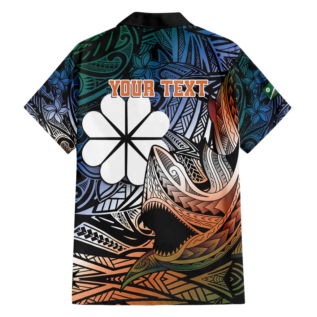 Personalised Kwajalein Atoll Family Matching Off Shoulder Maxi Dress and Hawaiian Shirt Polynesian Shark Tattoo Gradient Vibes LT14 - Polynesian Pride