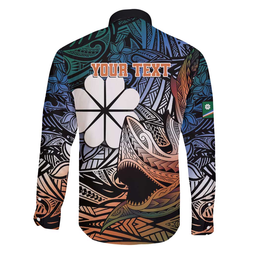 Personalised Kwajalein Atoll Family Matching Tank Maxi Dress and Hawaiian Shirt Polynesian Shark Tattoo Gradient Vibes