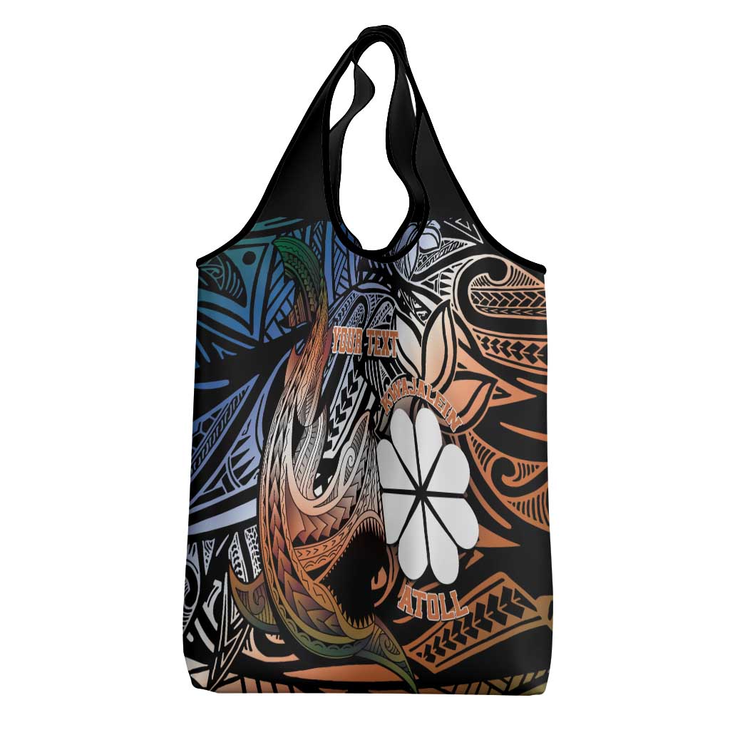Personalised Kwajalein Atoll Grocery Bag Polynesian Shark Tattoo Gradient Vibes