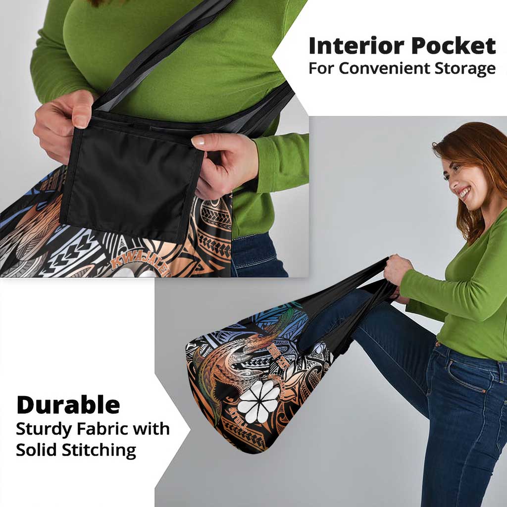 Personalised Kwajalein Atoll Grocery Bag Polynesian Shark Tattoo Gradient Vibes