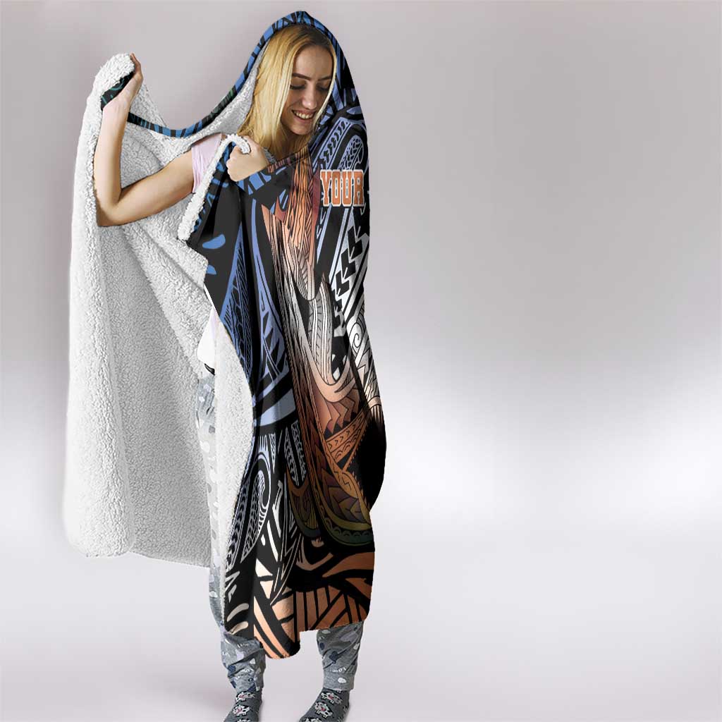 Personalised Kwajalein Atoll Hooded Blanket Polynesian Shark Tattoo Gradient Vibes