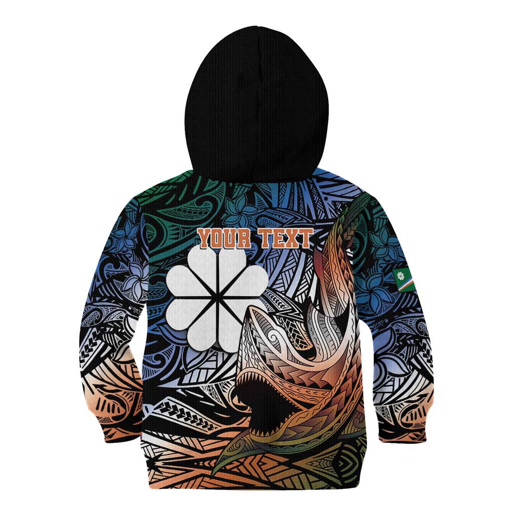 Personalised Kwajalein Atoll Kid Hoodie Polynesian Shark Tattoo Gradient Vibes