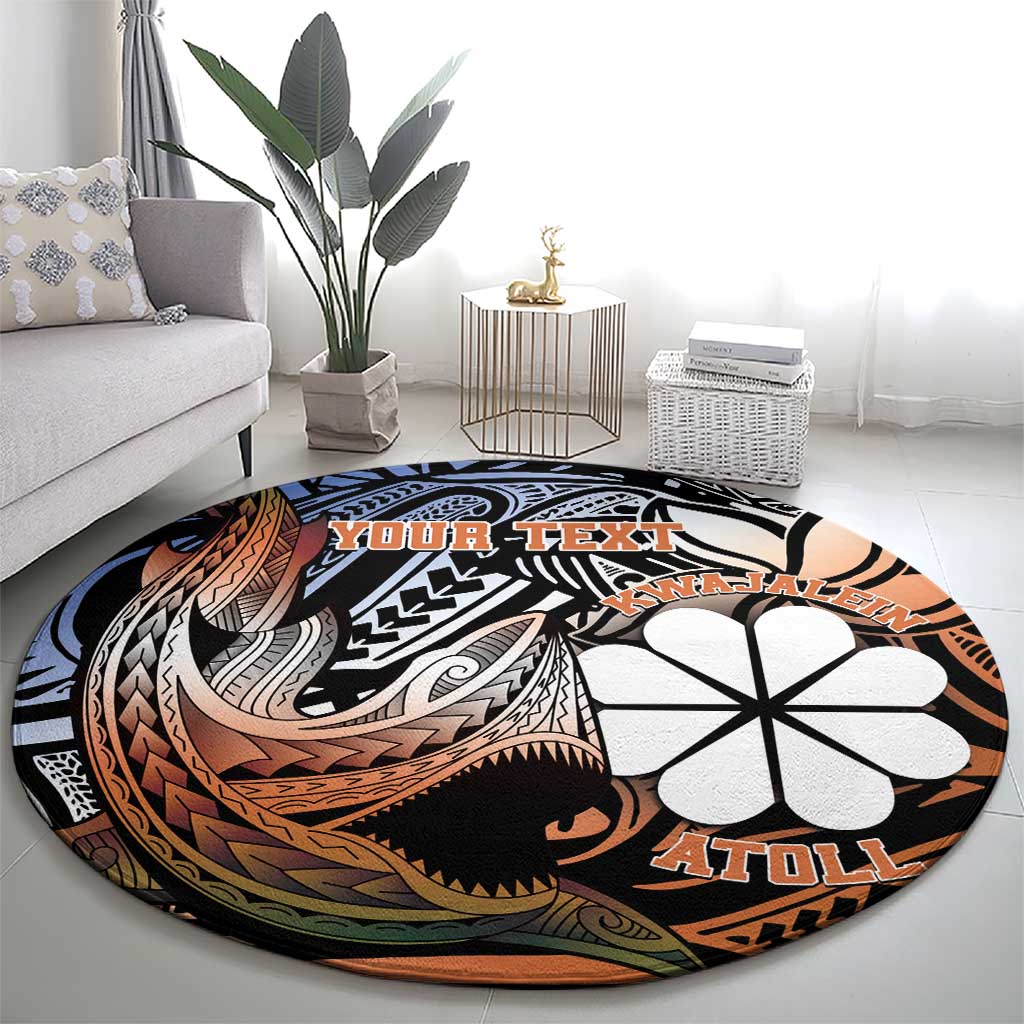 Personalised Kwajalein Atoll Round Carpet Polynesian Shark Tattoo Gradient Vibes