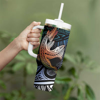 Kwajalein Atoll Tumbler With Handle Polynesian Shark Tattoo Gradient Vibes