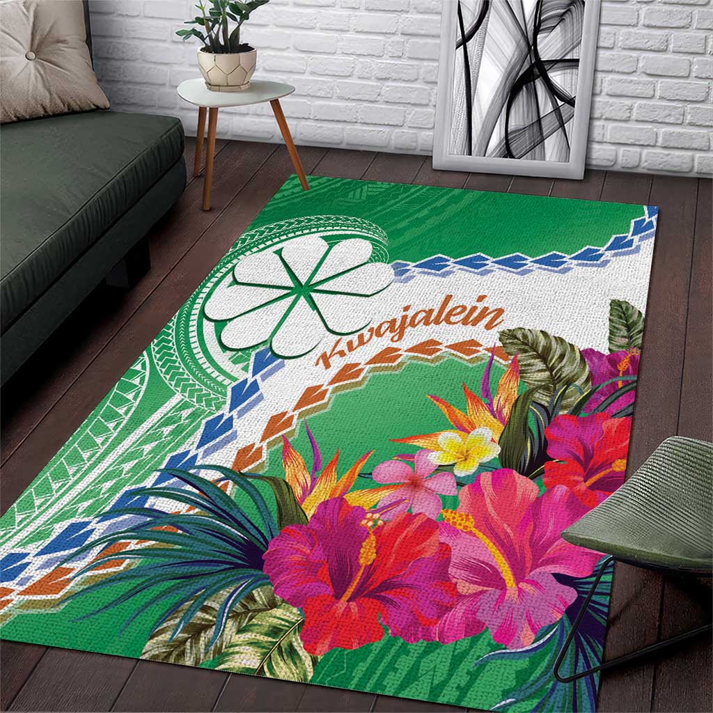 Marshall Islands Kwajalein Atoll Area Rug Curves Polynesian Mix Tropical Flowers