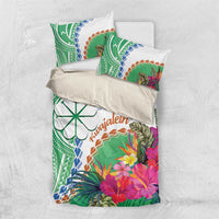 Marshall Islands Kwajalein Atoll Bedding Set Curves Polynesian Mix Tropical Flowers
