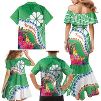 Marshall Islands Kwajalein Atoll Family Matching Mermaid Dress and Hawaiian Shirt Curves Polynesian Mix Tropical Flowers