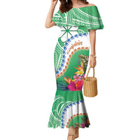 Marshall Islands Kwajalein Atoll Family Matching Mermaid Dress and Hawaiian Shirt Curves Polynesian Mix Tropical Flowers