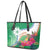 Marshall Islands Kwajalein Atoll Leather Tote Bag Curves Polynesian Mix Tropical Flowers