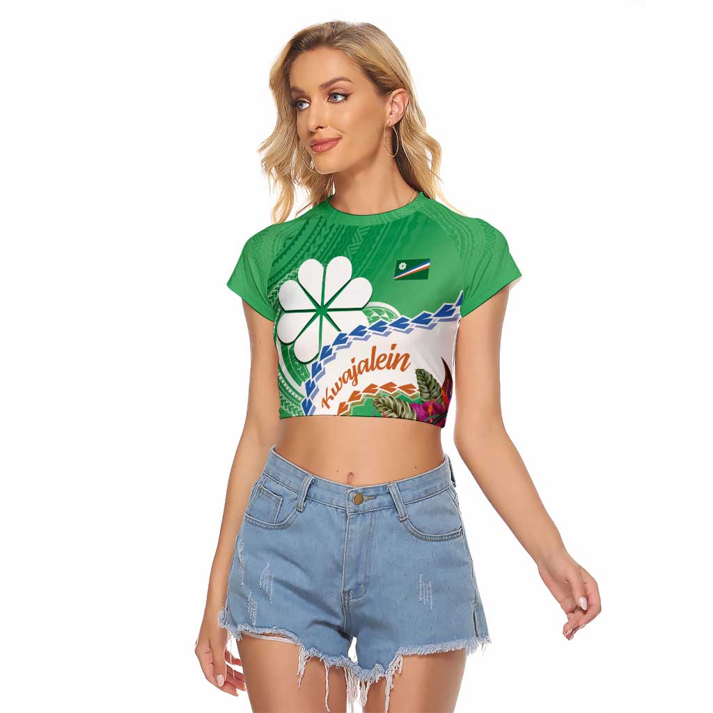 Marshall Islands Kwajalein Atoll Raglan Cropped T Shirt Curves Polynesian Mix Tropical Flowers