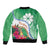 Marshall Islands Kwajalein Atoll Sleeve Zip Bomber Jacket Curves Polynesian Mix Tropical Flowers