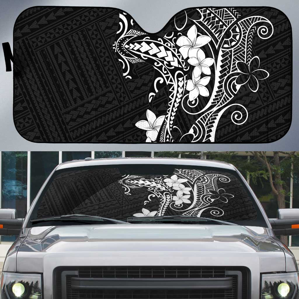 Black Hawaii Auto Sun Shade Hammerhead Shark Tattoo Curve Polynesian - Polynesian Pride