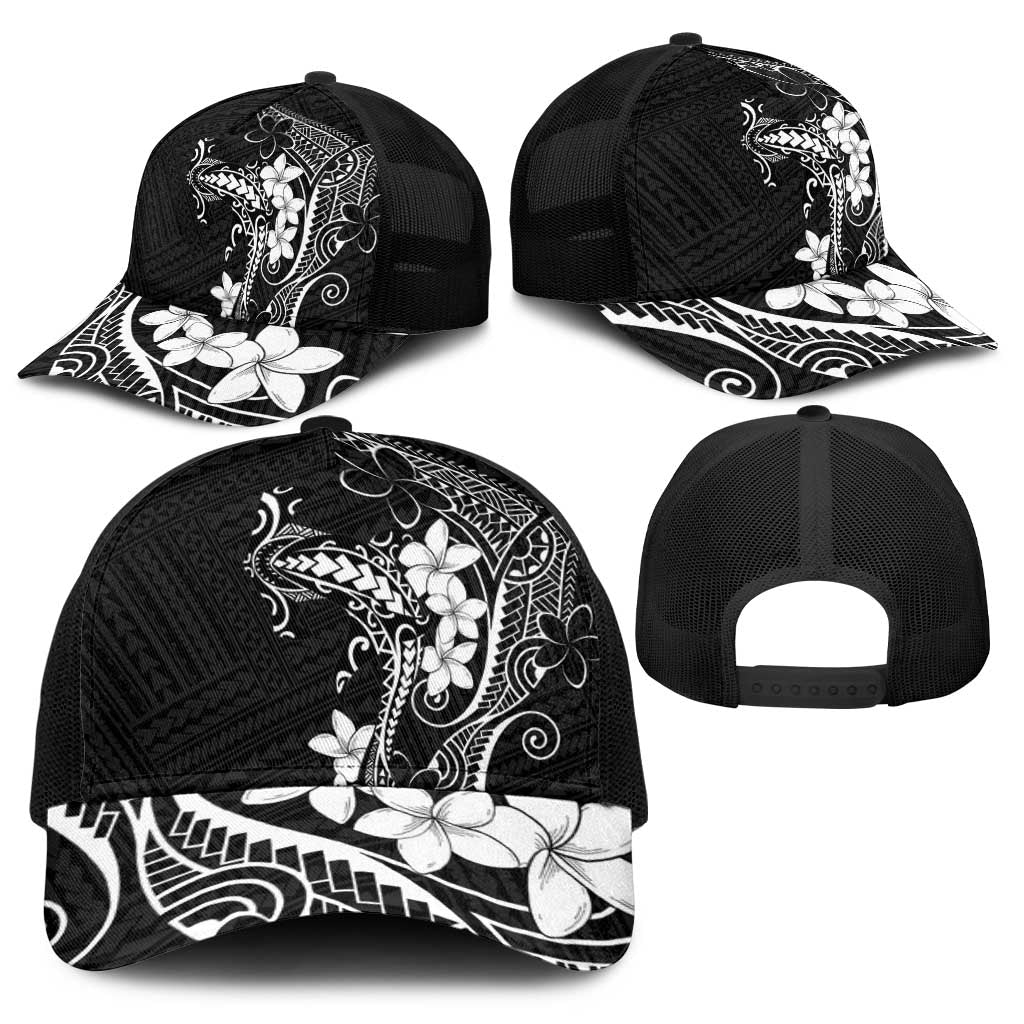 Black Hawaii Baseball Net Cap Hammerhead Shark Tattoo Curve Polynesian - Polynesian Pride