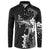 Black Hawaii Button Sweatshirt Hammerhead Shark Tattoo Curve Polynesian - Polynesian Pride