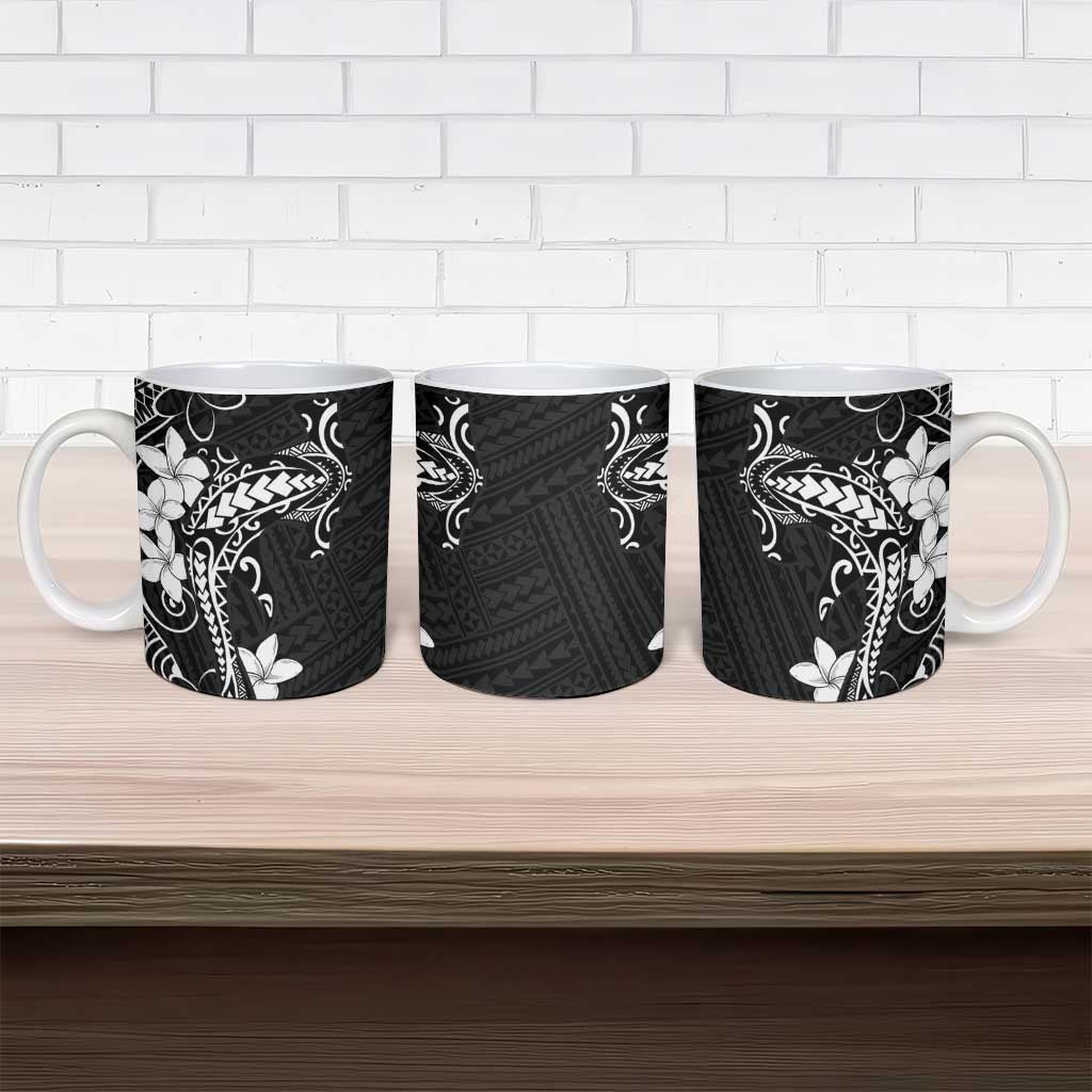 Black Hawaii Ceramic Mug Hammerhead Shark Tattoo Curve Polynesian - Polynesian Pride