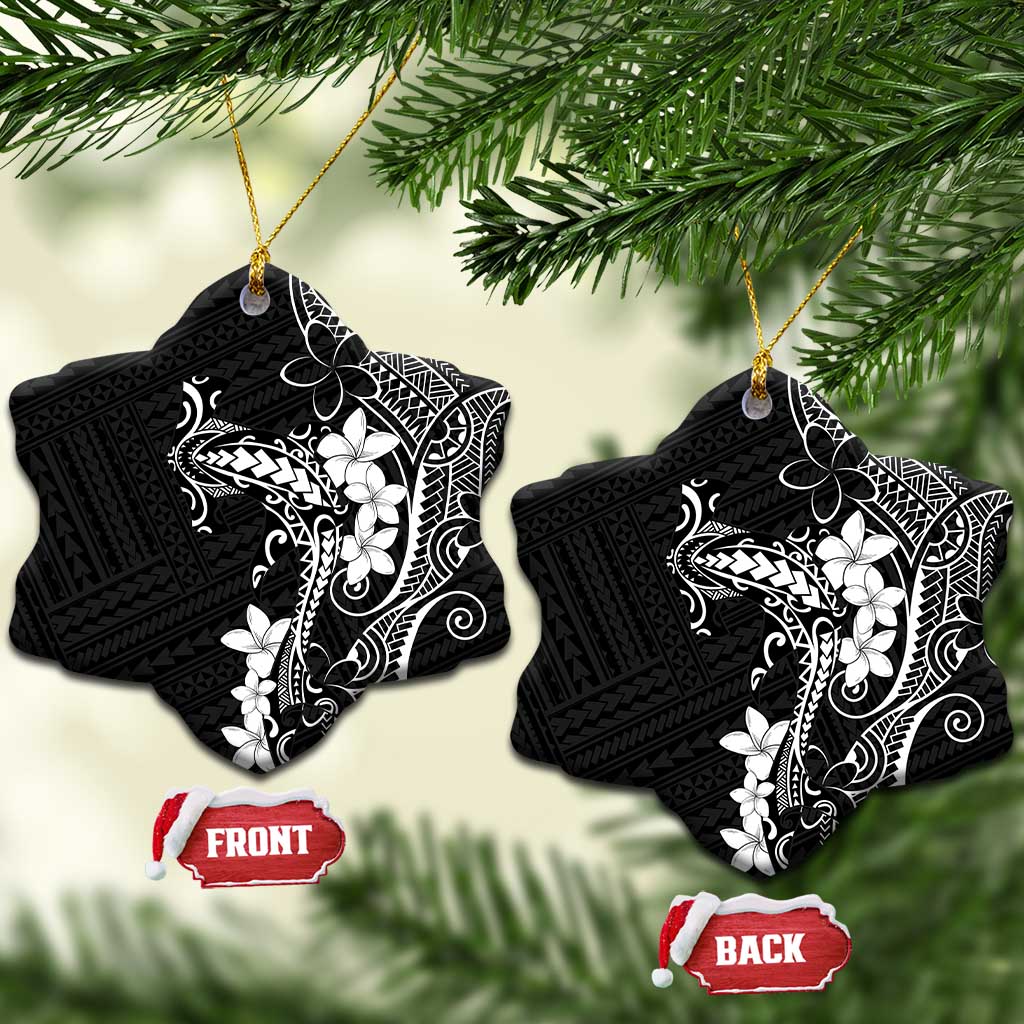 Black Hawaii Ceramic Ornament Hammerhead Shark Tattoo Curve Polynesian - Polynesian Pride