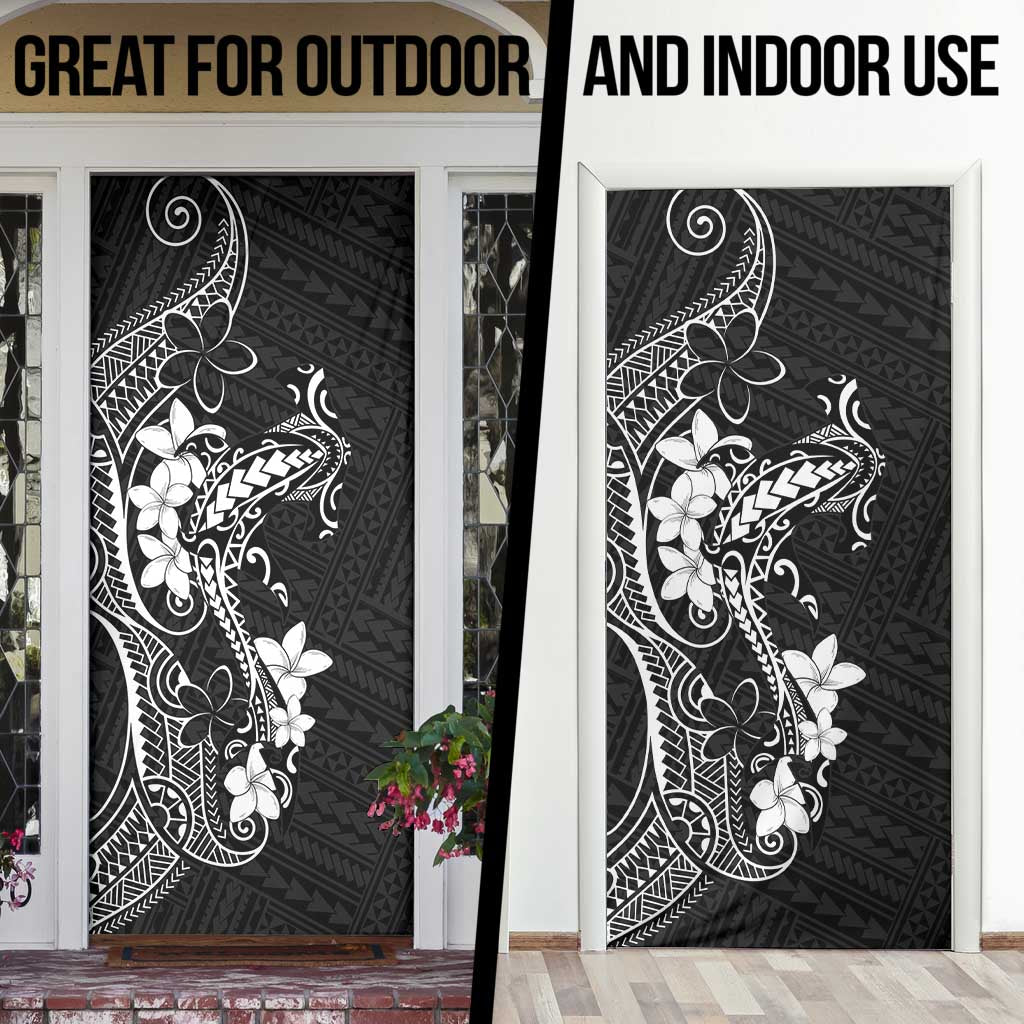 Black Hawaii Door Cover Hammerhead Shark Tattoo Curve Polynesian - Polynesian Pride
