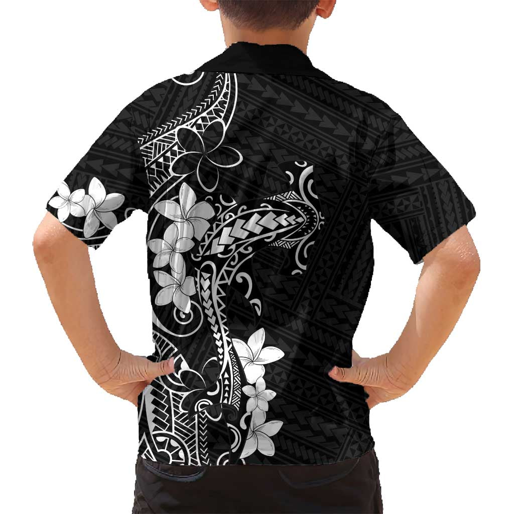 Black Hawaii Family Matching Long Sleeve Bodycon Dress and Hawaiian Shirt Hammerhead Shark Tattoo Curve Polynesian LT14 - Polynesian Pride