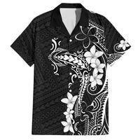 Black Hawaii Family Matching Long Sleeve Bodycon Dress and Hawaiian Shirt Hammerhead Shark Tattoo Curve Polynesian LT14 Dad's Shirt - Short Sleeve Black - Polynesian Pride