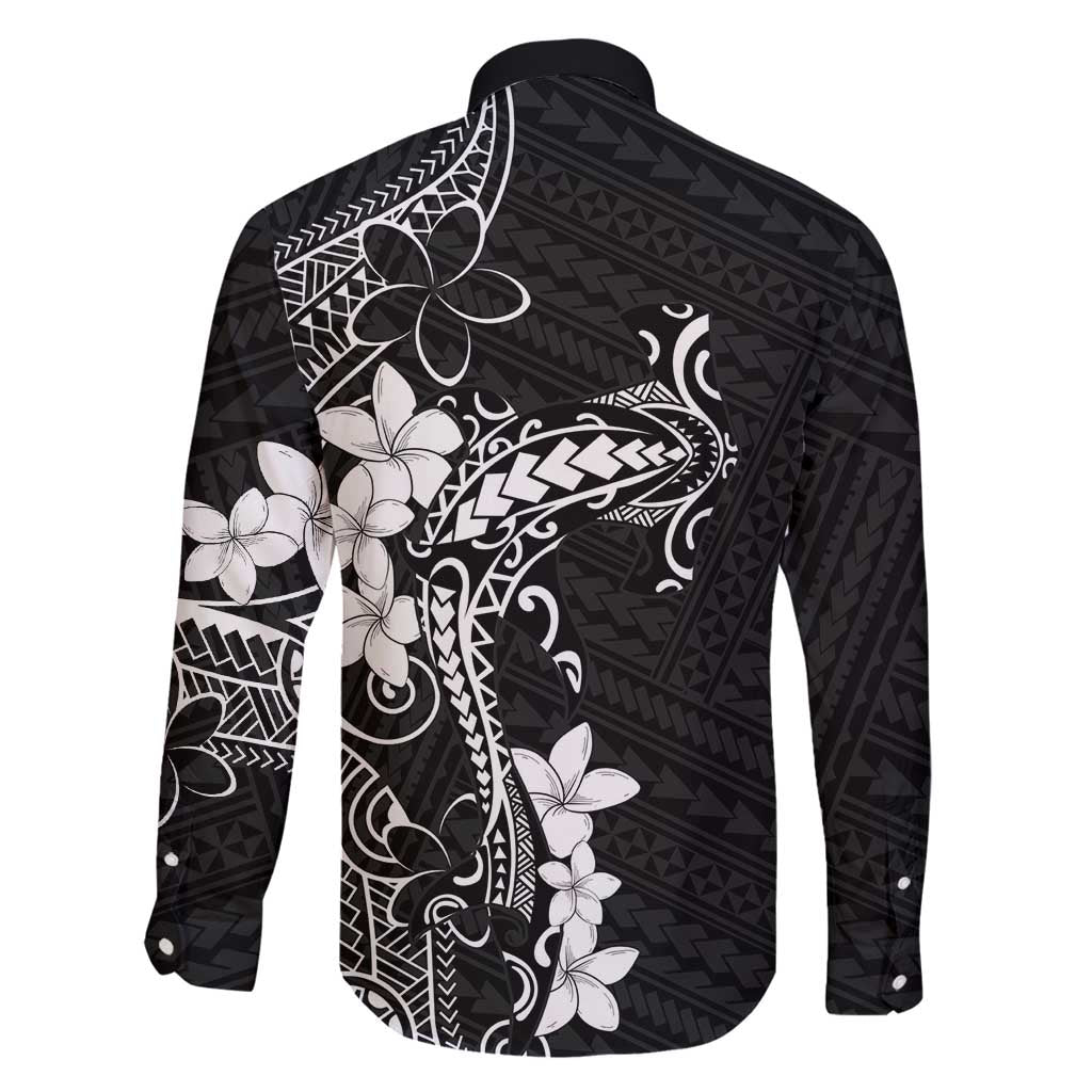 Black Hawaii Family Matching Long Sleeve Bodycon Dress and Hawaiian Shirt Hammerhead Shark Tattoo Curve Polynesian LT14 - Polynesian Pride